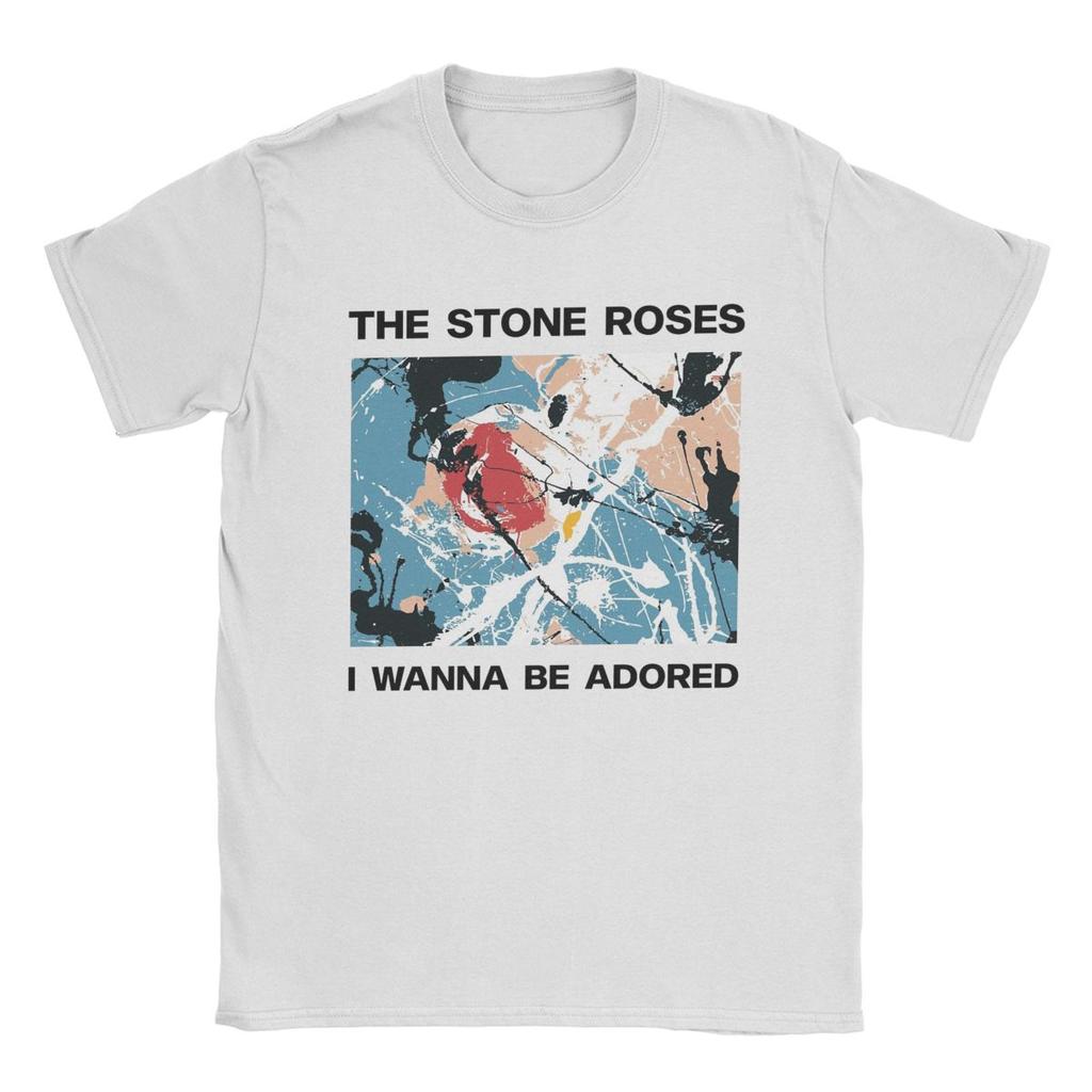 Мужская футболка Stone Roses I Wanna Be Adored Смешные футболки из чистого хлопка Футболки с коротким рукавом Топы с круглым вырезом Большой размер