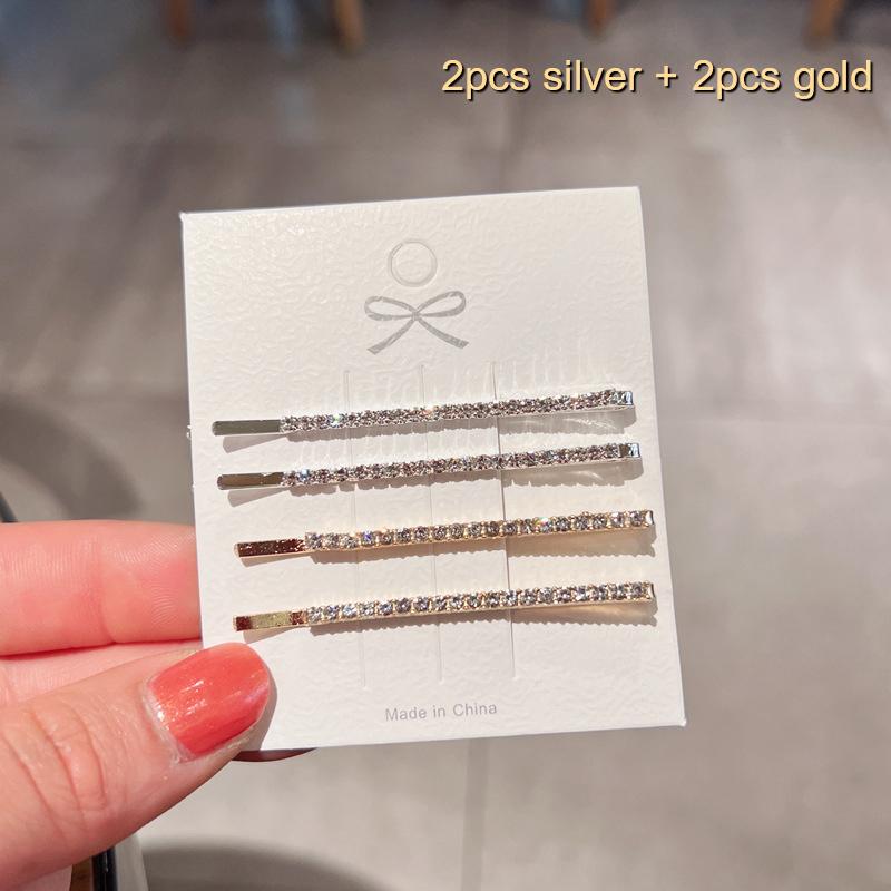 1/4 шт. Блестящие металлические заколки для волос для женщин Простые золотые и серебряные заколки для волос Аксессуары для волос для девочек Зажимы для волос