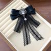 Vintage Lace Bow Tie Brooch Retro Ribbon Bowknot Brooch Mourning Brooch Suit Shirt Corsage Collar Pins Jewelry Accessories