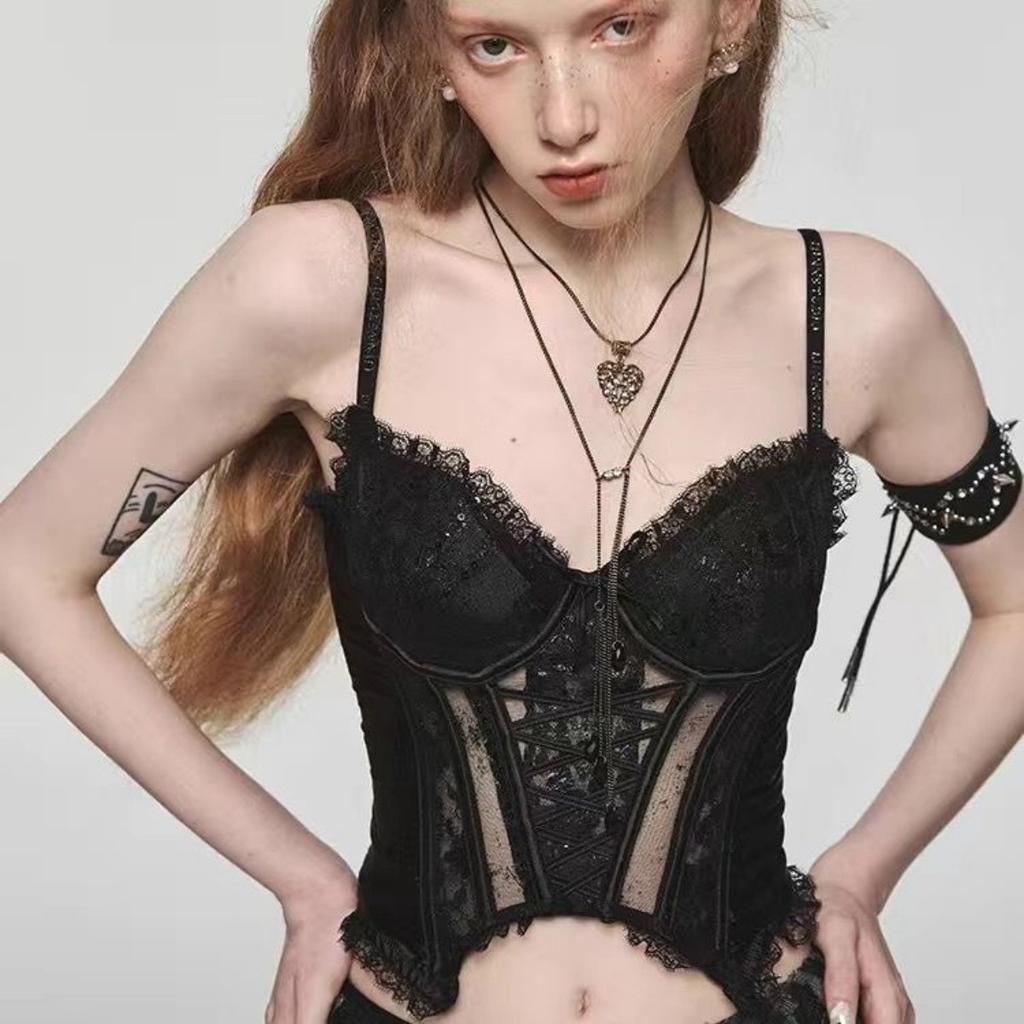Сексуальный кружевной жилет Fish Bone с накладкой на грудь, можно носить на улице, красивое цельное нижнее белье
