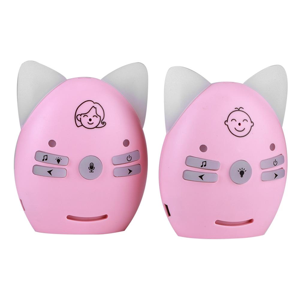 Audio Baby Monitor 2.4GHz Wireless Music 2 Way Voice Small Night Light Walkie Talkie 100?240VPink