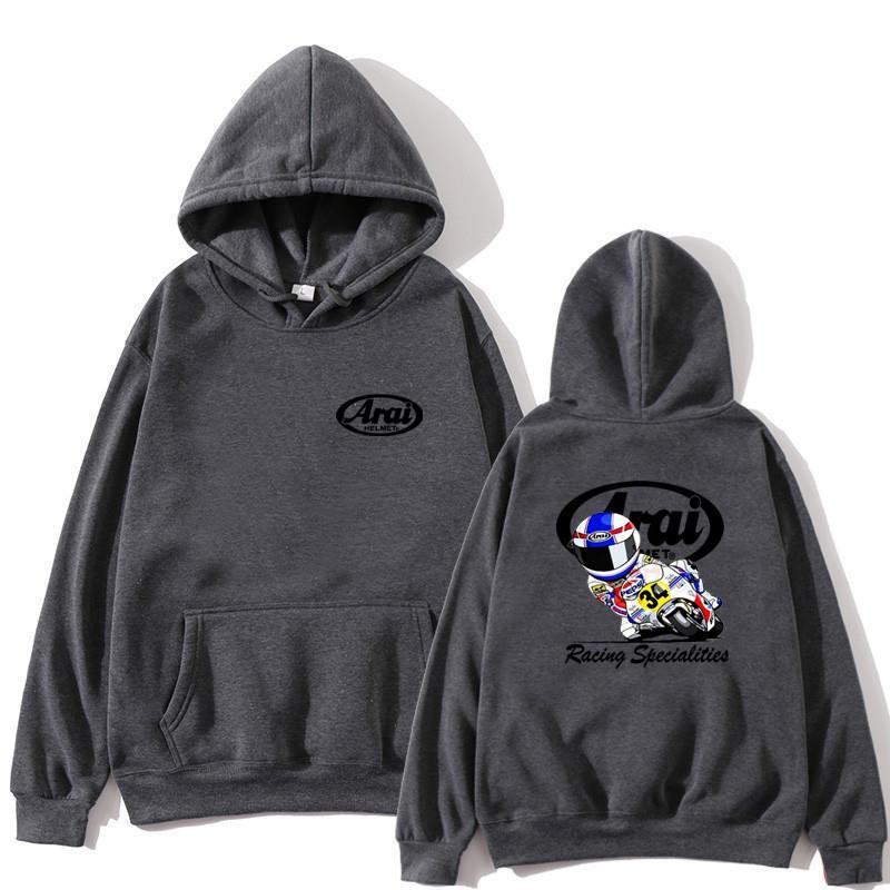 Mens Hooded Sweatshirt With Motorcycle Print - Loose Fit Cotton Blend Pullover Fall Casual Wear