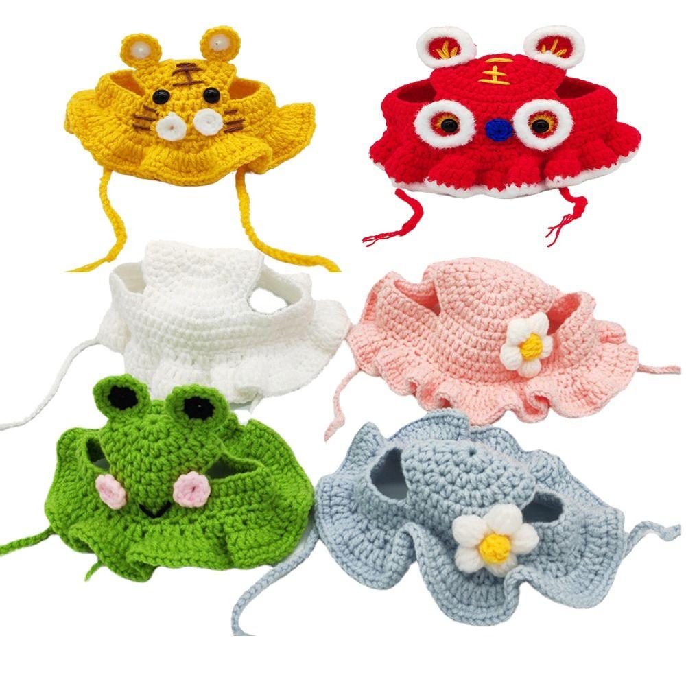 Winter 2023 Warm Elastic Crochet Cat Hat Frog Hat Pet Cap for Party Photo Props