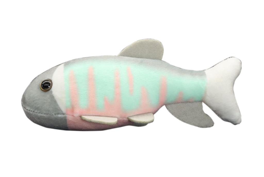 Игрушка плюшевая Рыбка Пиш Маленькая и Цветная - Нажмите на животик, чтобы издать пищащий звук - Оикава