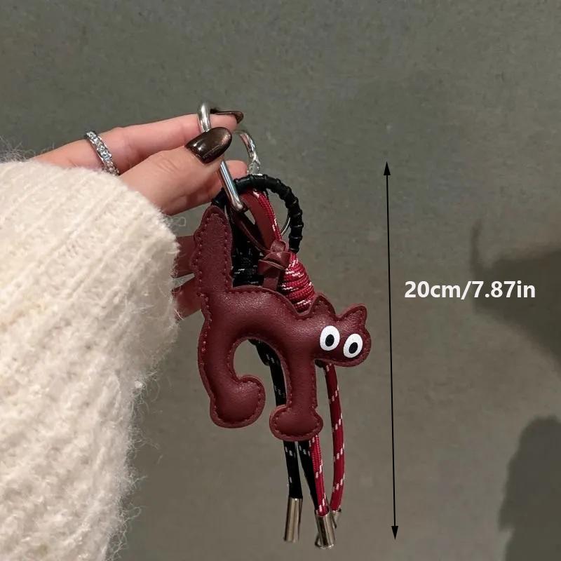 Классическая симпатичная сумка-подвеска в форме кошки из искусственной кожи, симпатичная нейлоновая плетеная веревка, подвеска, украшения для сумки, аксессуары