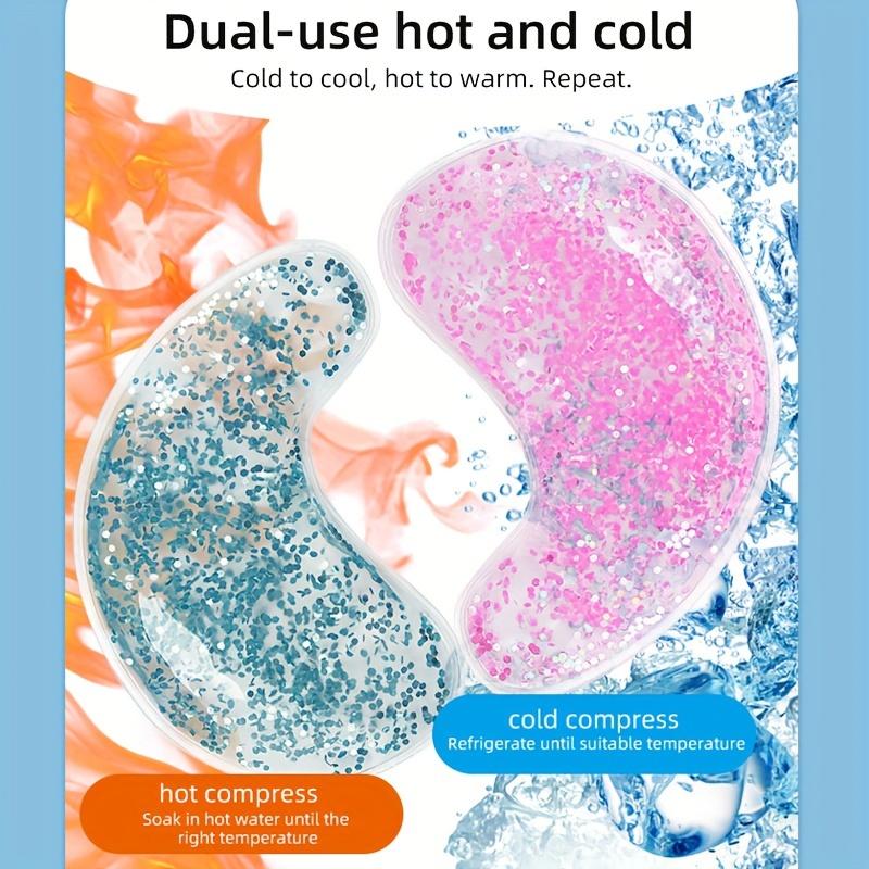 1 пара многоразовых гелевых масок для глаз с блестками и пайетками - двойная температура, терапия горячим и холодным компрессом для успокоения опухших глаз, темных кругов, облегчения мигрени