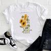 (Asian Size)Tee Top Letter Flower Sweet Trend Cute Fashion T Shirt Clothing Casual Short Sleeve Women Print Lady Female Graphic T-shirt