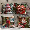 Новая Рождественская Декоративная Наволочка Полиэстер Принт Наволочка для Диванной Подушки Домашняя Наволочка
