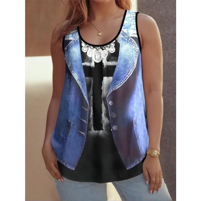 Летний женский жилет без рукавов с креативным цветным принтом, удобный, мягкий, модный, универсальный жилет