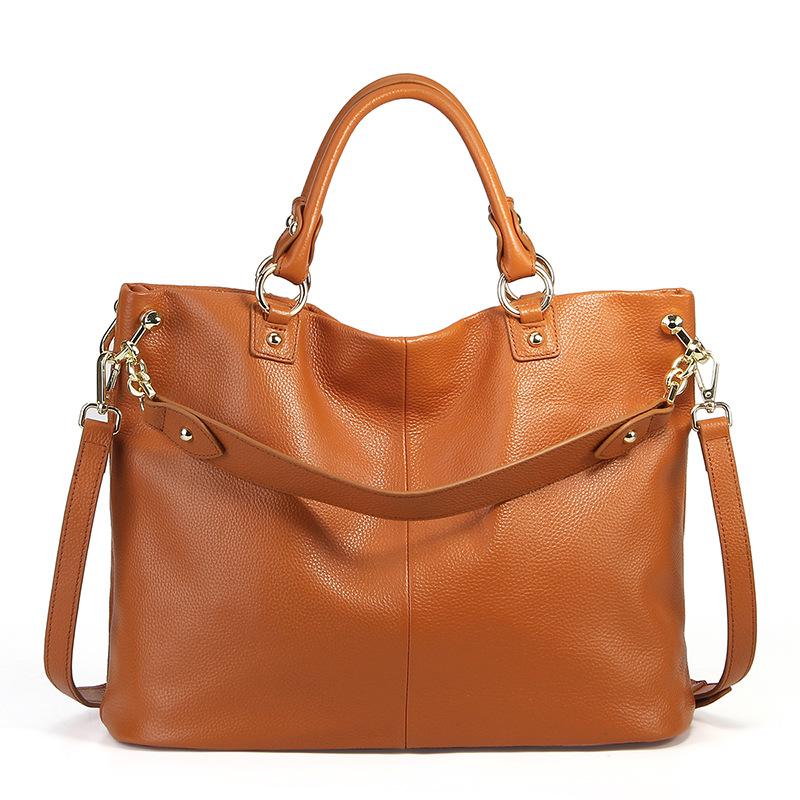 Большая кожаная сумка через плечо, Женская сумка, Женская сумка из натуральной кожи верхнего слоя, Новая высококачественная сумка-тоут для поездок на работу