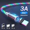 Магнитный светящийся светодиодный кабель USB C Micro USB для Samsung Type C Зарядный провод 1M Магнитное зарядное устройство Type C Кабели Шнур