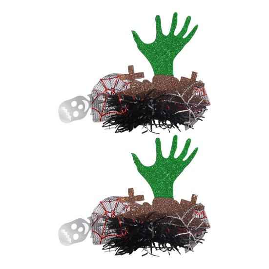 Yousheng 1 Pair Halloween Dog Barrettes Witch Hat Pet Hair Clip Felt Skull Gauze Cobweb Hair Accessories for Puppy Cats Festive Dress-up