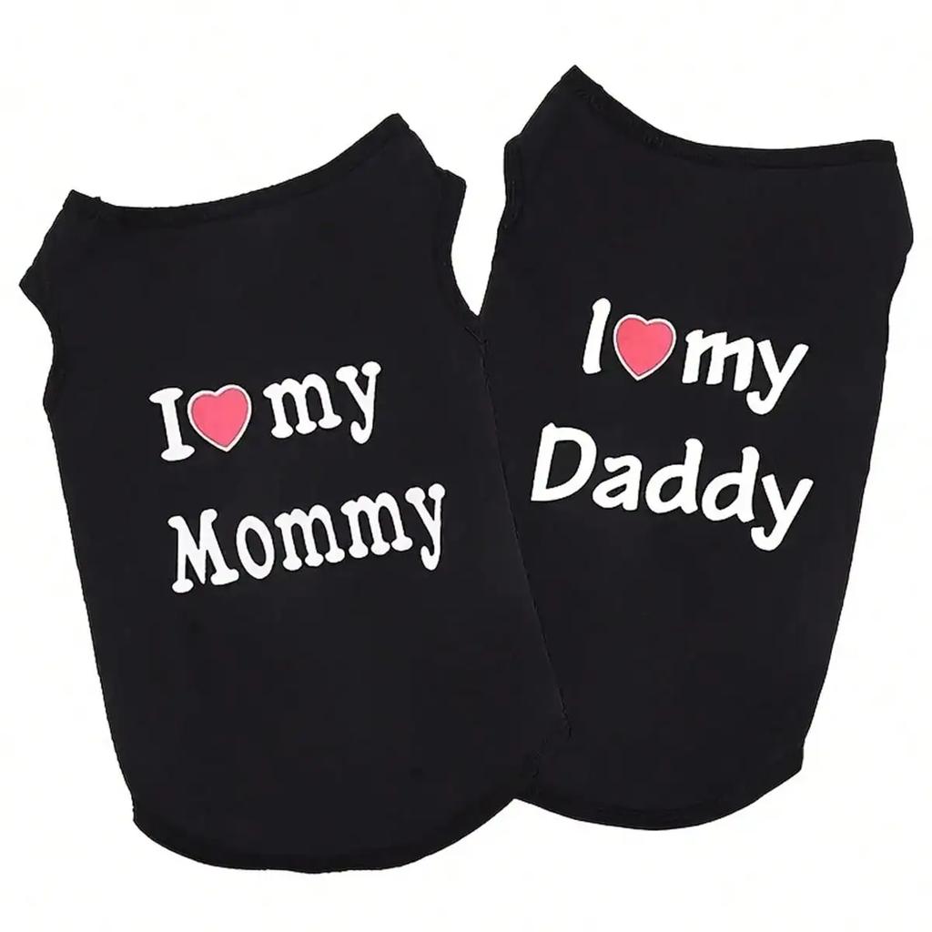 Dog Vest I Love My Mommy Daddy Puppy T-Shirt Summer Sleeveless Pet Clothing for Small Medium Dogs Cats Apparel