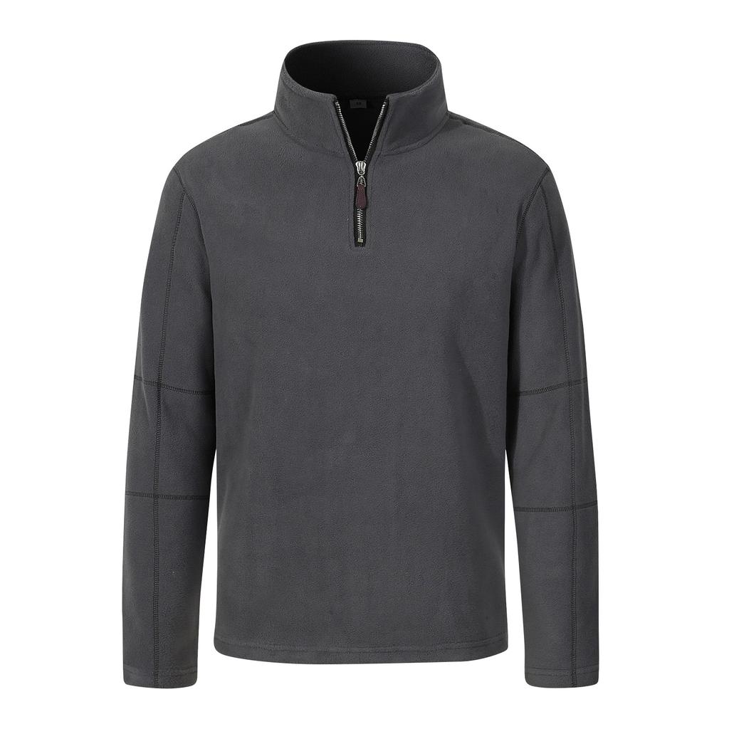 Мужская зимняя однотонная флисовая толстовка, мужская повседневная толстовка с полузастежкой-молнией и воротником-стойкой