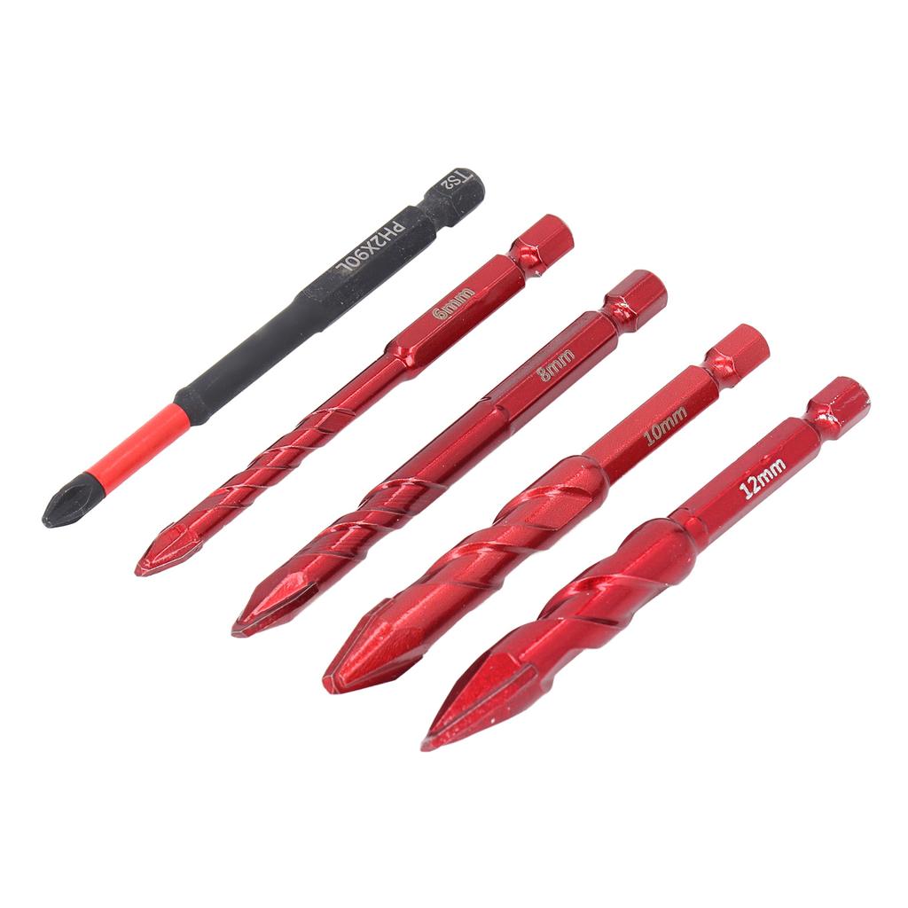 Набор из 5 эксцентриковых сверл 6, 8, 10, 12 мм, 14 дюймов, шестигранный хвостовик, наклонная головка, эксцентриковое спиральное сверло