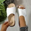 Fashion Casual Thick Heel Slip-On Shoes Women Footwear Fish Mouth Wedge Heel Flat Slippers Wide Strap Simple Ladies Sandals Slides Women