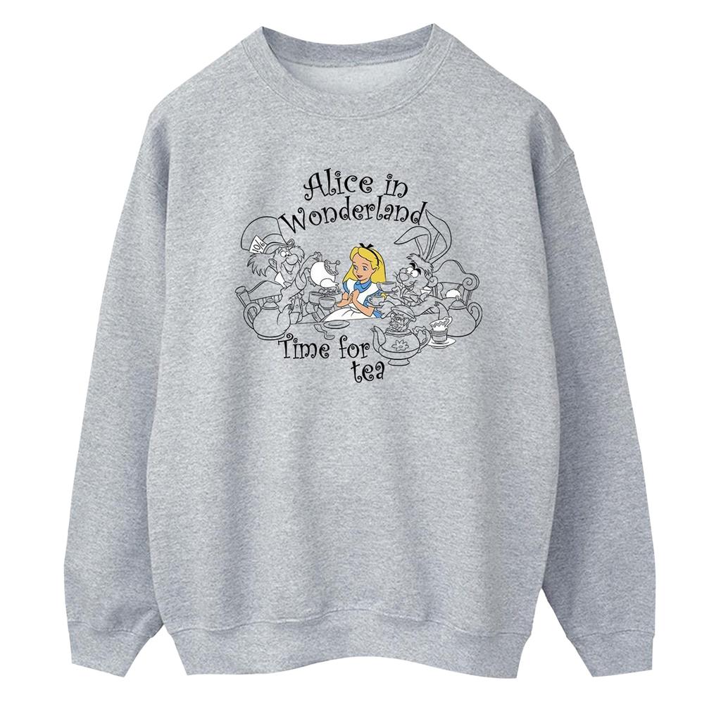 Disney Mens Alice In Wonderland Time For Tea Sweatshirt