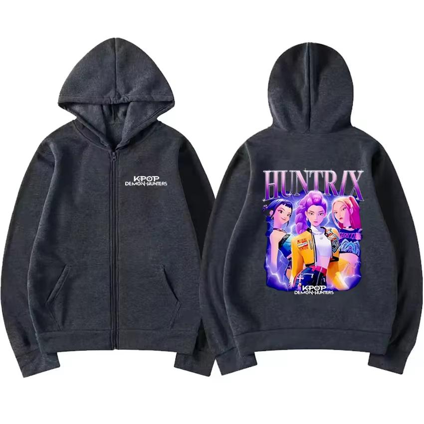 Kpop Demon Hunters Movie Graphics Hoodie Men Women's Fashion Coat Hip Hop Printed Everyday Casual Comfortable Zip Hoodie