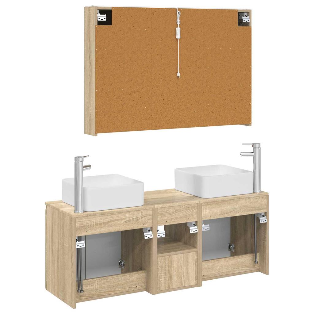Bathroom Cabinet Set 4 pcs Sonoma Oak Wood Based Material
