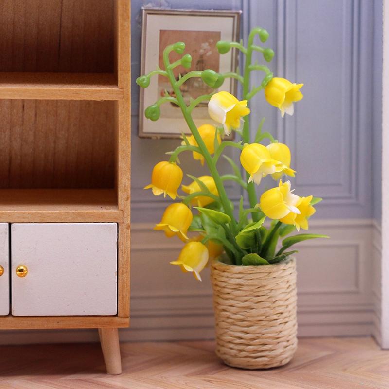 1:12 кукольных домиков Миниатюрный ландыш в горшке Растение в горшке Бонсай Модель для дома Декор Игрушка Кукольный дом Аксессуары