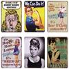 Retro Pin Up Girl Tin Sign Plaque Metal Plate Vintage Sexy Wall Art Stickers for Bar Pub Club Man Cave Kitchen Retro Iron Poster