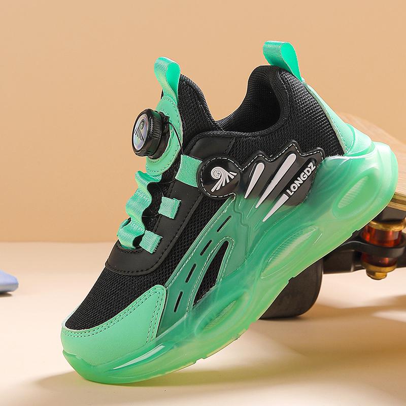 29-39 Children's Plus Size Convenient Rotating Buckle Fashionable Mesh Casual Sports Shoes Outdoor Running Shoes