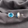 Swiss Blue Topaz Earring Gemstone Earring, 925 Solid Sterling Silver Earrings Jewelry Handmade Earrings, Silver Jewelry For Gift