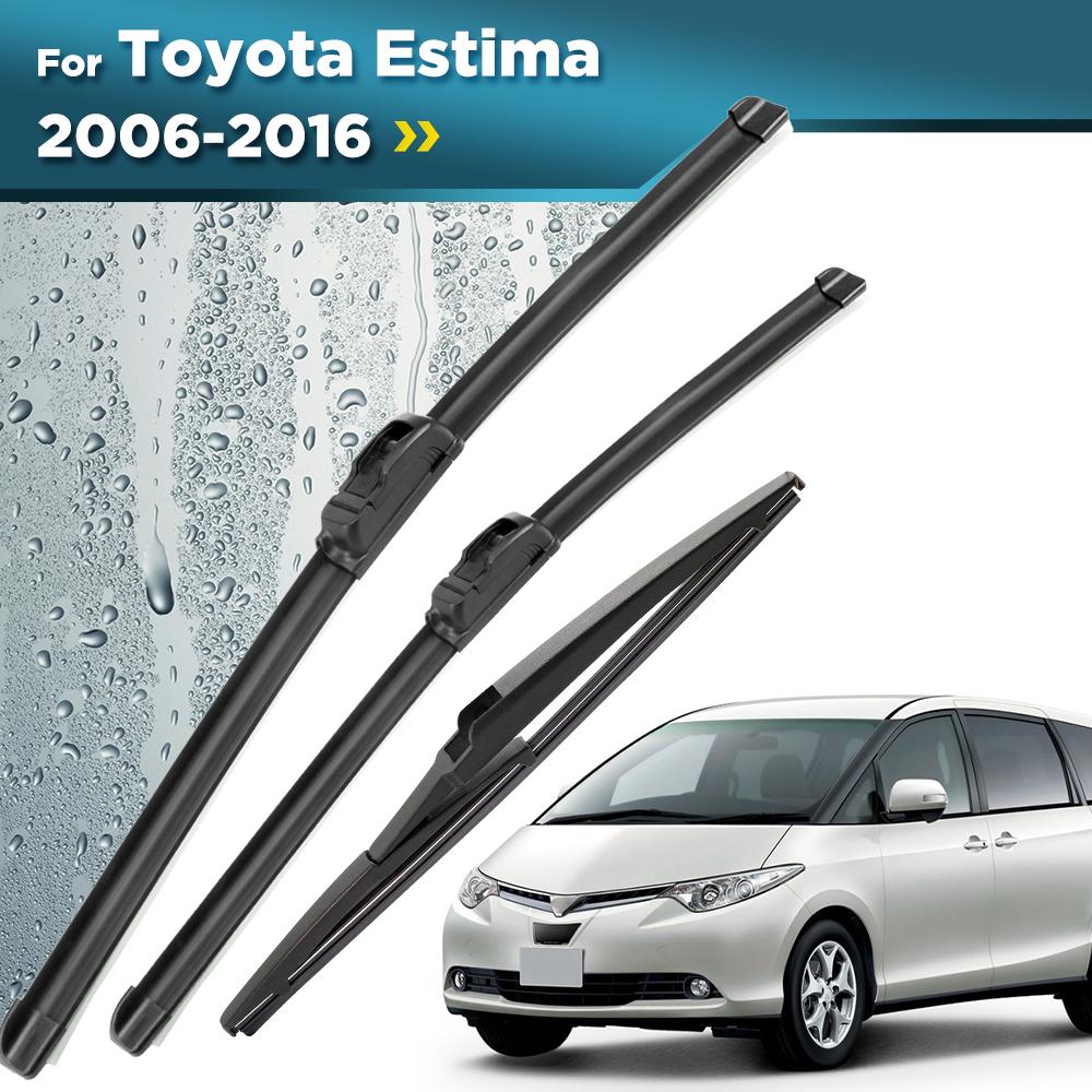 For Toyota Estima XR50 2006-2016 2007 2008 2009 Wiper Front & Rear Wiper Blades Windshield Windscreen Window Brushes 26"+16"+12