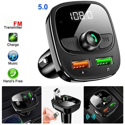 Беспроводной автомобильный FM-передатчик Bluetooth с громкой связью, двойной USB-адаптер для зарядного устройства, светодиодный цифровой дисплей, Aux беспроводной FM-модулятор