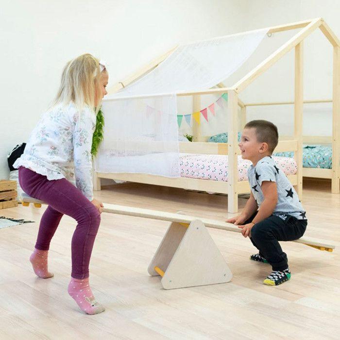 Montessori Balance and Motor Skills Game In Natural and Gray Wood