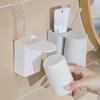 Wall Mount Toothbrush Holder Magnetic Mouthwash Cup Storage Rack Tooth Brushing Holder Space-Saving Toothbrush Organizer