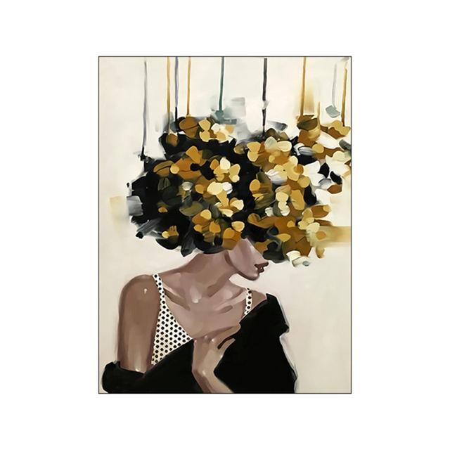 Абстрактная женская голова с цветами, холст, живопись, современные постеры и принты, настенная художественная картина для гостиной, домашний декор