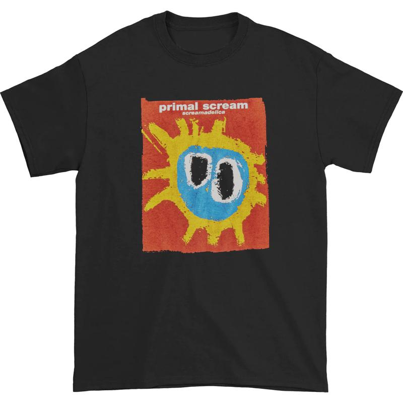 1984 Британский Эйсид-рок Primal Scream Оригинальный состав Американский кэжуал красная футболка с коротким рукавом Раскованные улицы Литературный