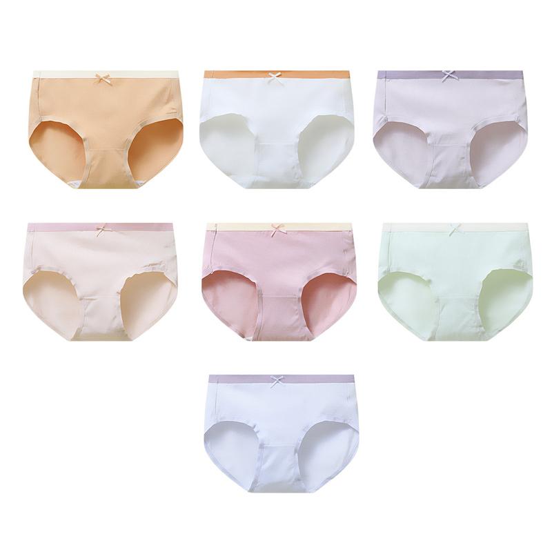 7Pcs Cotton Panties Women Breathable Underwear Cute Bow Girls Briefs Low Waist Ladies Lingeries