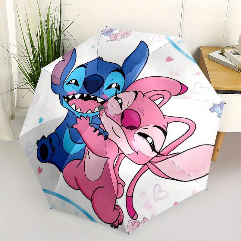 Автоматический складной зонт Stitch, Lilo - Простой дизайн с 8 спицами, Яркий мультяшный узор, Прочный железный каркас, Подходит для путешествий, улицы, пляжа