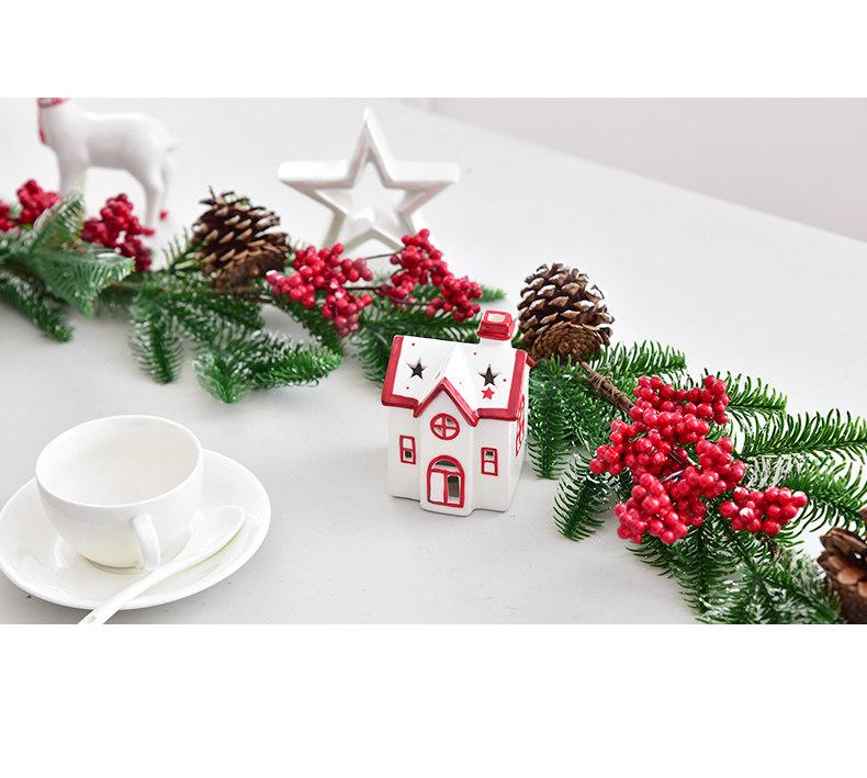 NUCHI Christmas Wreath with PE Leaves, White Pine Cones, and Red Berries - Door Hanging Ornament and Holiday Decoration