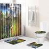 Landscape Shower Curtain Floor Mat Combination Four-Piece Set Bathroom Toilet Carpet Shower Room Mat Foot Mat
