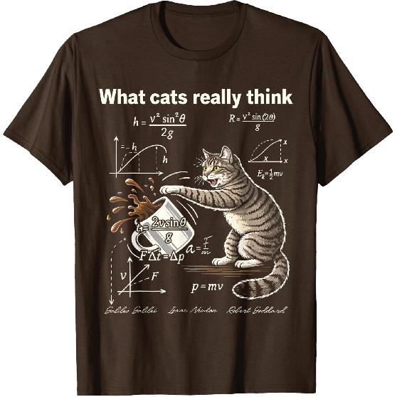 Funny Cat Physics Mug Knock Over What Cats Really Think T-Shirt