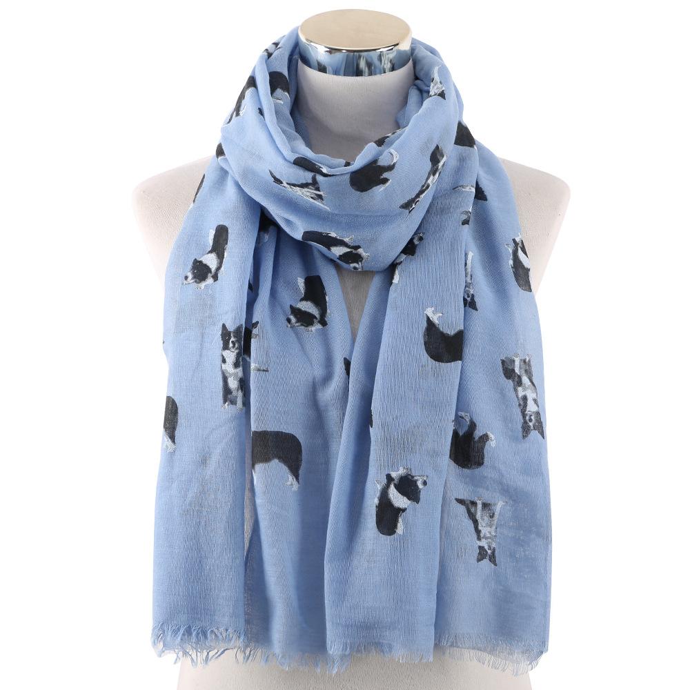 European and American new cute dog print scarf women's outdoor sunscreen long towel