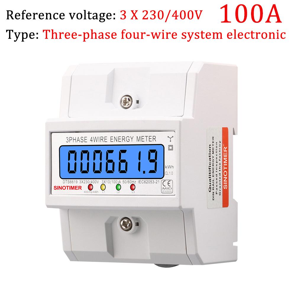 3 Phase 4 Wires Electricity Usage Meter 50/60HZ KWh Meter AC 3*127/220V Energy Consumption Monitor LCD Backlight for Home Office