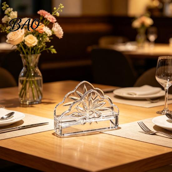 Business Card Holder Tissue Holder, Crystal Glass Modern Style, Durable Scratch-Resistant Napkin Dispenser Organizer, for Restaurant Napkins