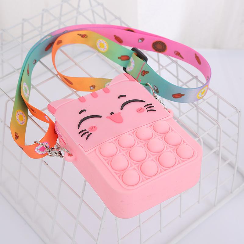 Новая сумка-пузырь для девочек, кошелек принцессы, мягкая силиконовая сумка через плечо, детский рюкзак с милым котом, игрушки для снятия стресса, сумка на плечо
