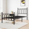 90x200cm Metal Bed Frame with Vintage Headboard and Footboard, Heavy Duty Steel Slat Support, Reach Under-Bed Storage, No Box Spring Required, Black