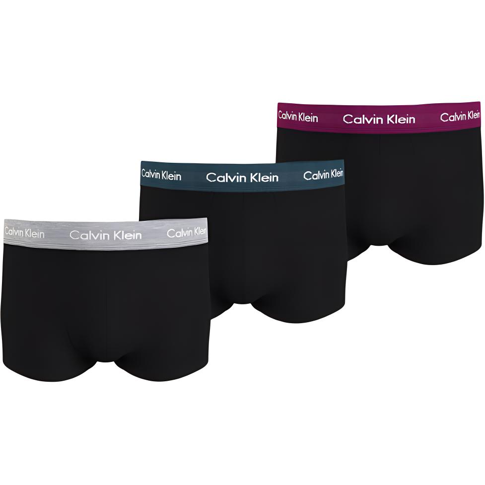 Calvin Klein Комплект из 3 трусов-боксеров с низкой посадкой и жаккардовым узором с цветными блоками, мужское нижнее белье 0000U2664G-MXB