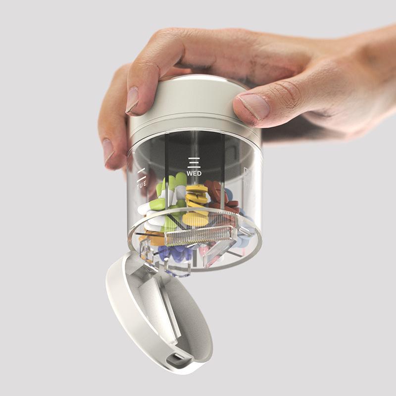Портативный резак для таблеток 2-в-1 и еженедельная таблетница - Мини-контейнер для хранения лекарств