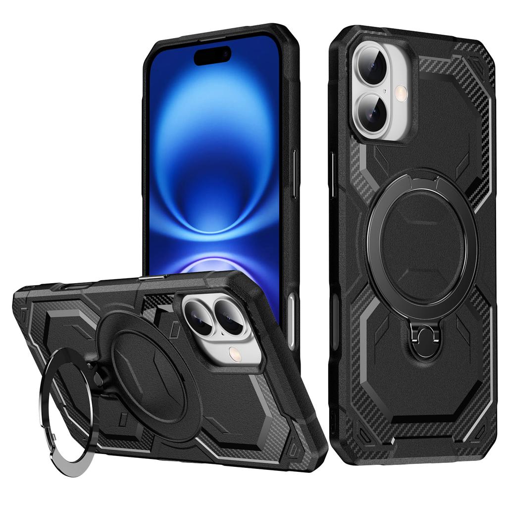 For iPhone 16 Plus Case Compatible with MagSafe Kickstand TPU+PC Phone Cover