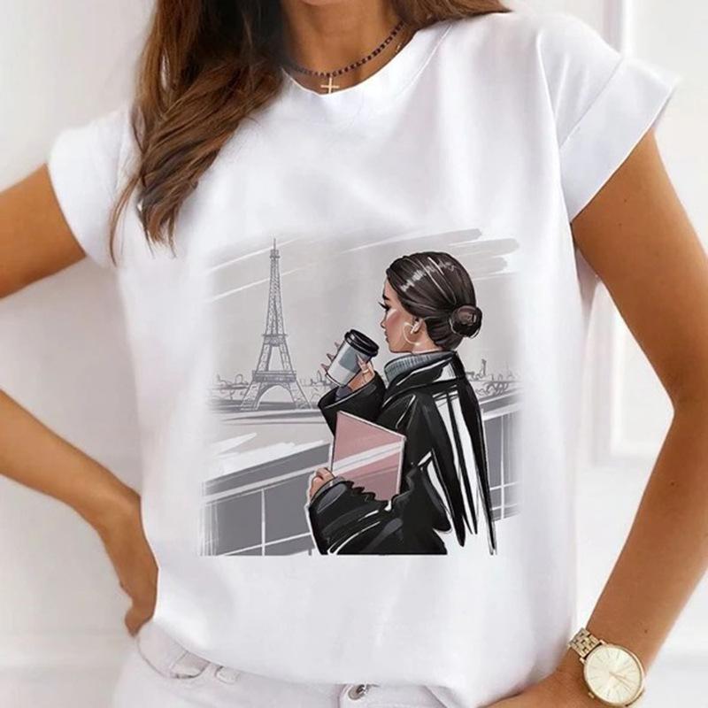 Summer Plus Size Women's Top with Letter Print Retro Pure Cotton Short Sleeved T-Shirts Women’s