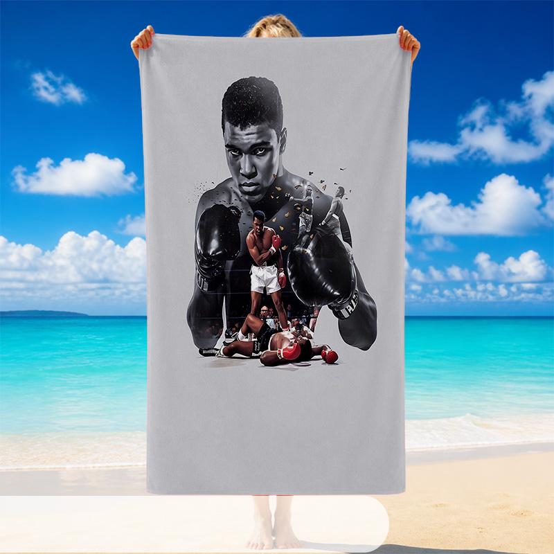 Quick Dry Beach Towel Muhammad Ali Pattern, Lightweight Absorbent Towel for Pool Beach Vacation Use