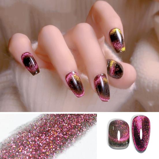 Yousheng 1 флакон 8 мл Лак для ногтей Глиттер Сияющий Меняющий цвет Быстросохнущий Долговечный эффект DIY Не раздражающий Магнитный гель для кошачьего глаза Soak Off УФ-гель