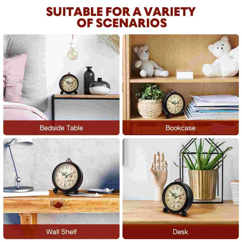 Vintage Quartz Table Clock Hangable Hangable Retro Battery Powered Alarm Clock Bedroom Living Room Decoration Wall Clock